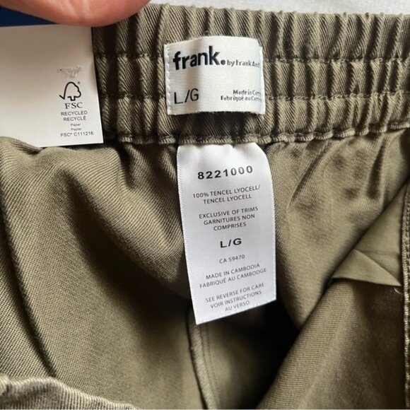 NWT Frank & Oak flat front tencel army green shorts Sz L - Picture 5 of 7